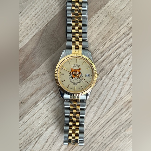Al Chymia Circus Ringmasters Club Men’s Watch Vintage Two Tone Bracelet Date Wnd - Picture 4 of 11